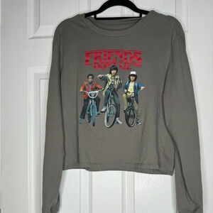 STRANGER THINGS “Friends Don’t Lie” Long Sleeve‎ Crop Top Juniors Size L